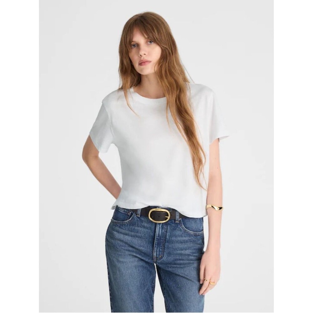 Madewell The Easy Crop Crewneck Tee in Soft Slub XS White Cotton NS568